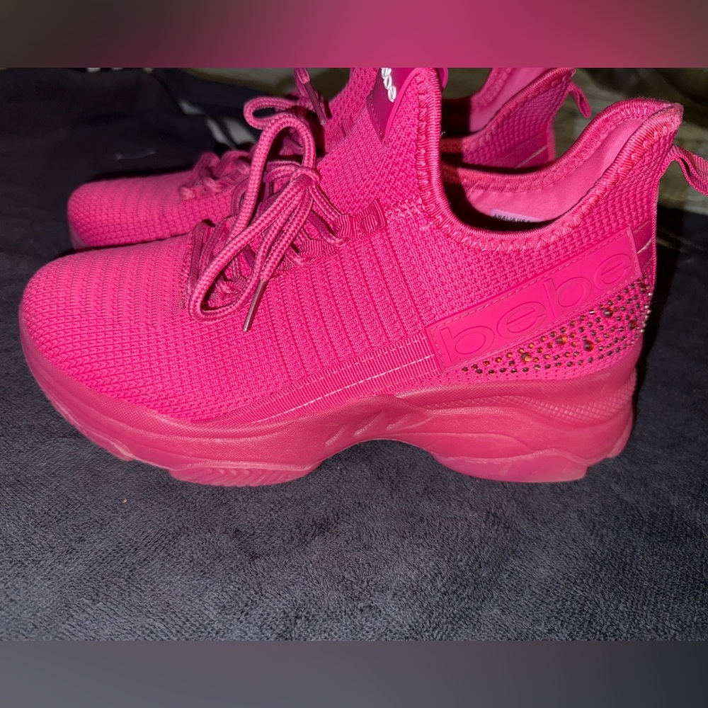 Bebe Fuchsia Knit Sneakers